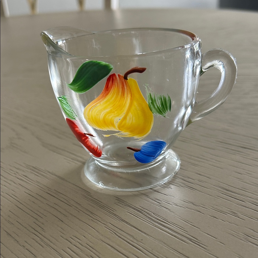 Vintage Hand-Painted Glass Creamer Bartlett Collins